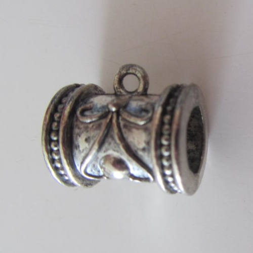 Perle bélière  en métal passe cordon ou ruban avec anneau
