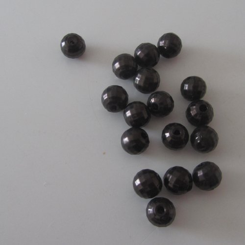 Sachet de 50 perles rondes  en plastique ou résine de couleur  bronze