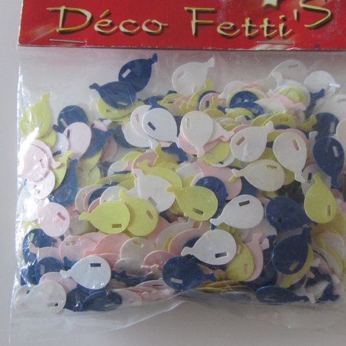 Pochette de 14 gr de confettis en forme de ballons multicolores