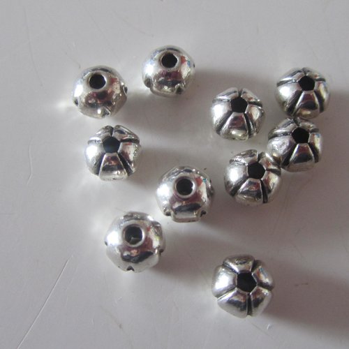 Lot de 10 perles métal striées pour vos bijoux