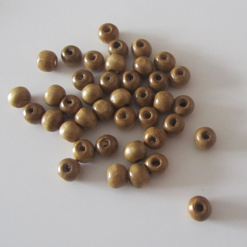 Sachet de 40 perles en bois rondes de couleur marron - 8 mm