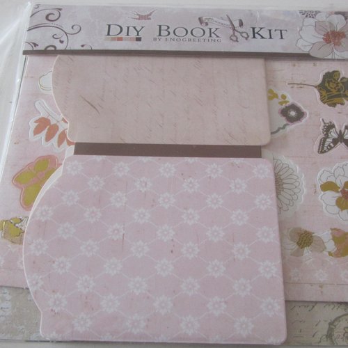 Kit pour scrapbooking - diy book kit - dans les tons rose et marron
