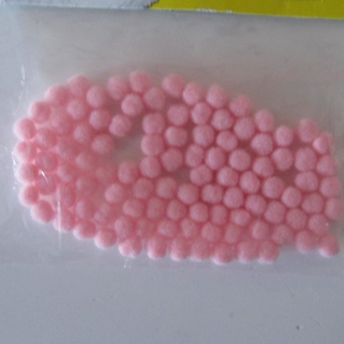 Sachet de 100 minuscules pompons  - en acrylique pour vos créations  - roses