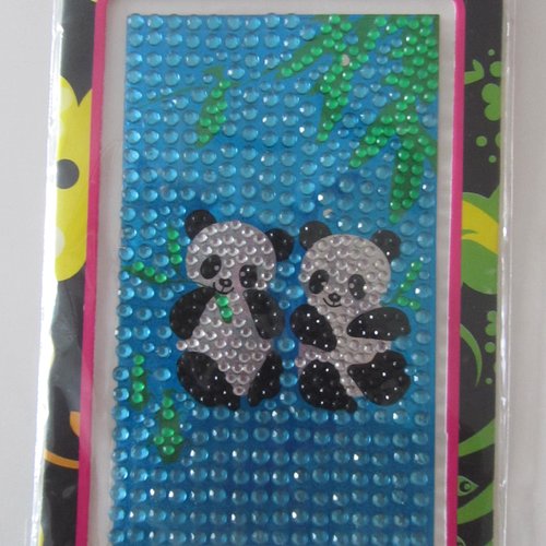 Stickers bijoux strass pour téléphone portable représentant des pandas
