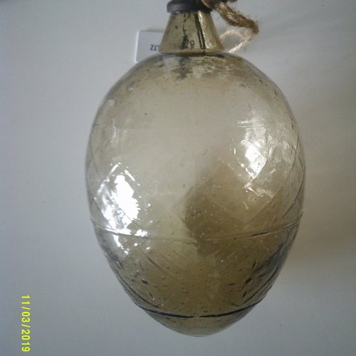 Lot de 2 grosses boules de noël en verre fumé décorées avec lien en corde - madam stoltz