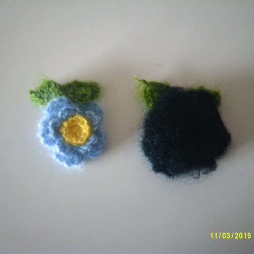 Lot de 2 fleurs décoratives en laine pour la fabrication d'une broche à coudre