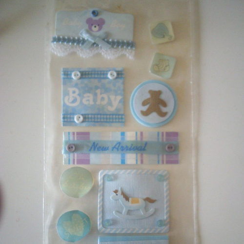 Lot de stickers en 3d - baby boy - différentes matières
