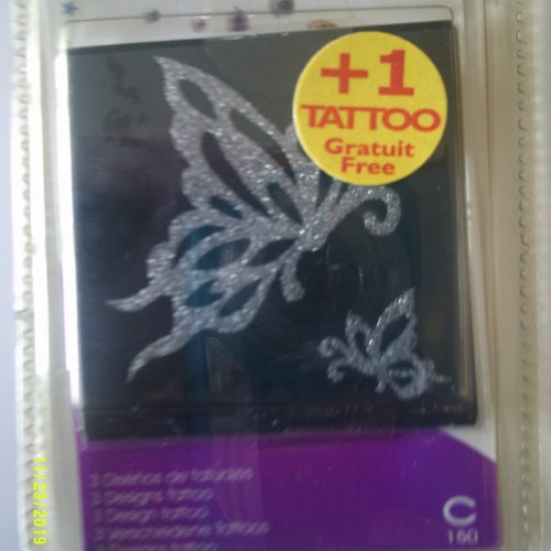 Lor de 3 tatouages - tattoos -  plus un gratuit - dessins différents - fleurs, papillons...