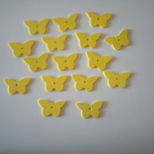 Sachet de 16 décorations de table - papillons en bois jaune