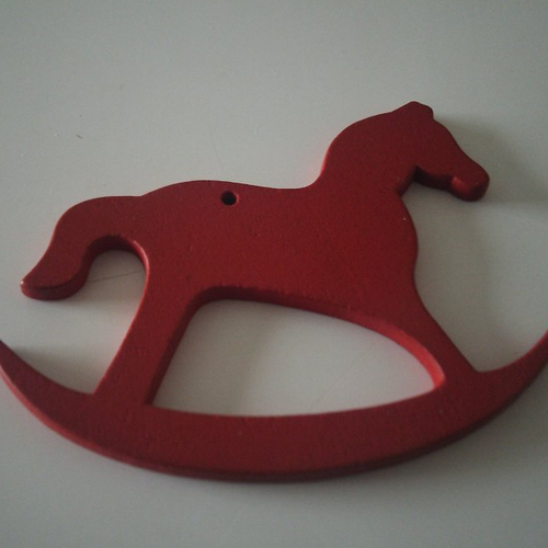 Cheval à bascule - suspension - pendentif - en bois de couleur rouge - 8 cm x 6 cm