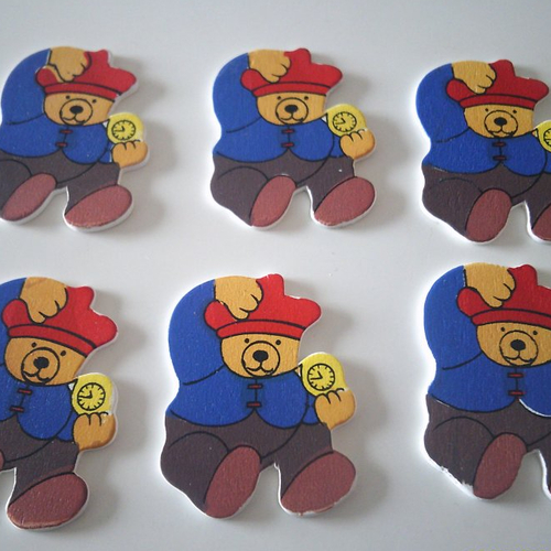 Lot de 6 petits ours en bois - ours bien connu de tous les enfants