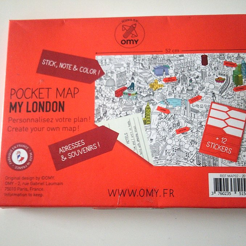 Omy - pocket map sur london - 1 grand plan + 12 mémo stickers à customiser - 52 cm x 38 cm