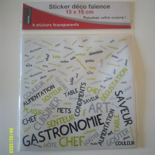 4 stickers transparents avec inscriptions pour la faïence de la cuisine