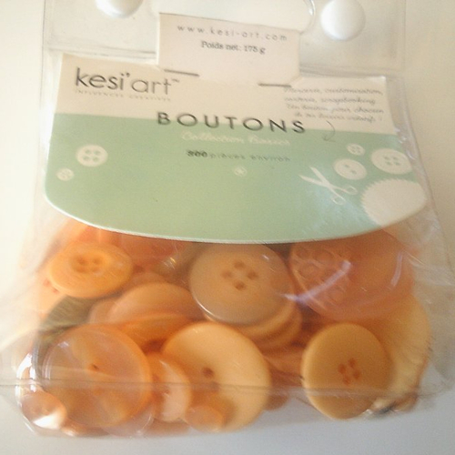 Kesi' art - sachet de boutons oranges - environ 300 pièces - différentes formes et tailles