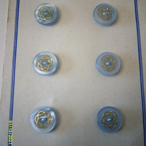 Boutons de paris - lot de 6 magnifiques boutons sur carte vintage - 2 trous