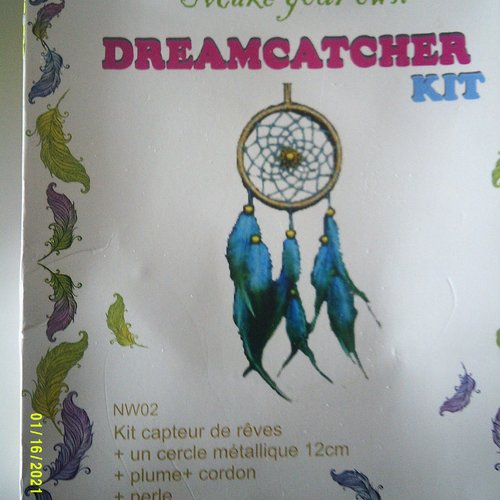 Kit attrape-rêves  dreamcatcher - plumes dans les tons bleus