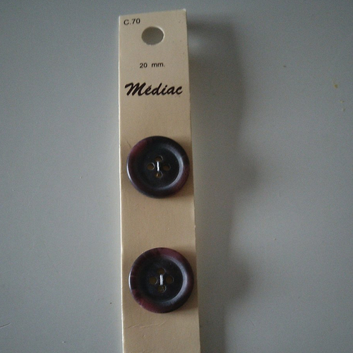 Lot de 3 boutons ronds de couleur marron rose -  marque "médiac" - 20 mm - c.70