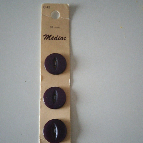 Lot de 4 boutons ronds de couleur violet brillant - marque "médiac" - 18 mm - c.42