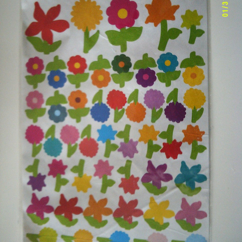 Gommettes fleurs couleurs, tailles assorties - 87 pièces - 16 x 22 cm