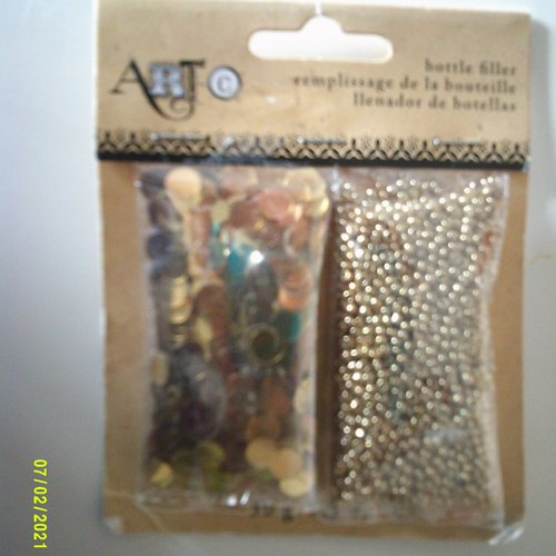 Kit de perles et paillettes pour remplissage de la bouteille - couleur or