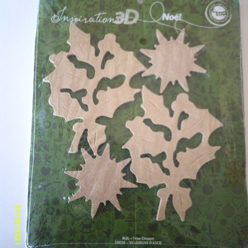 Lot de 4 inspirations 3d - noël - feuilles en bois et soleils