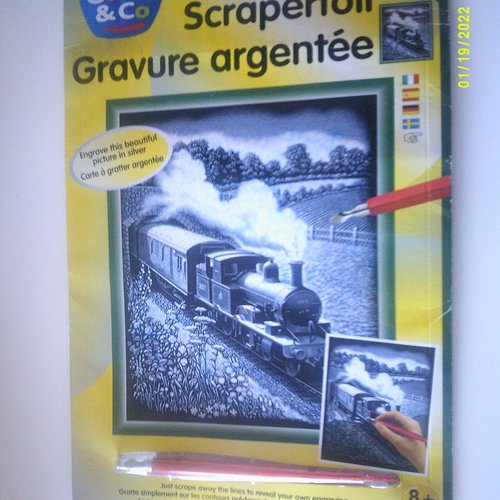 Color & co - gravure argentée - carte à gratter représentant un train