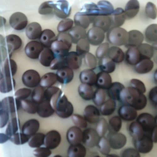Lot de 100 perles lentille en silicone de couleur chocolat - 12 mm