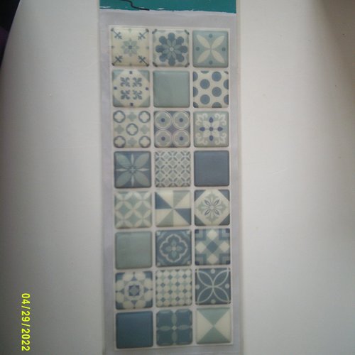 Stickers frise déco - imitation carreaux de faïence - 24 carreaux