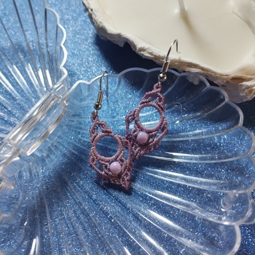 Boucles d'oreilles en micro macramé