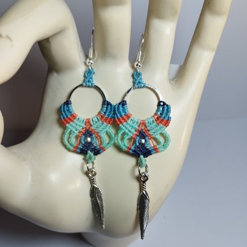 Boucles d'oreilles "indian" macramé