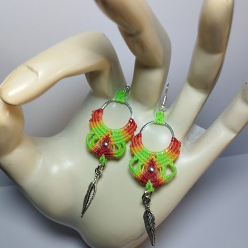 Boucles d'oreilles "indian" macramé