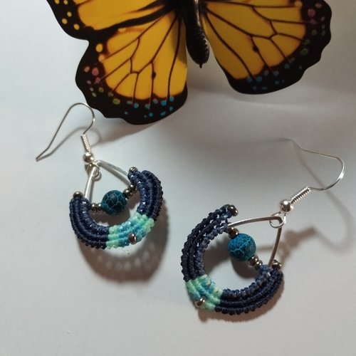 Boucles d'oreilles "neptune" en macramé