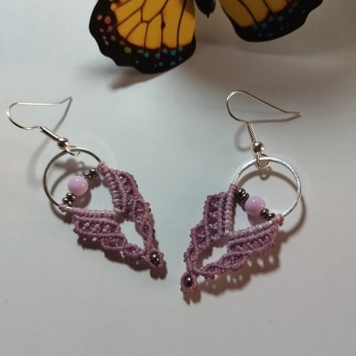 Boucles d'oreilles en macramé