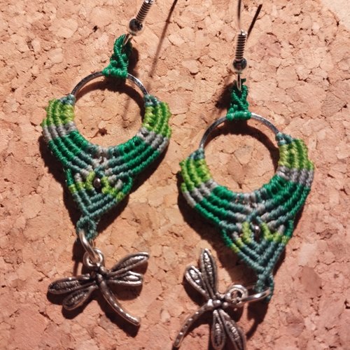 Boucles d'oreilles "nature" macramé