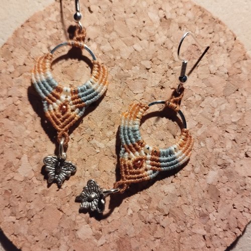 Boucles d'oreilles "papillon" macramé