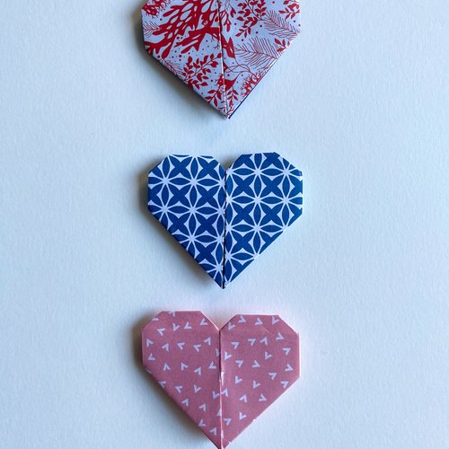 3 marque-pages cœur en origami