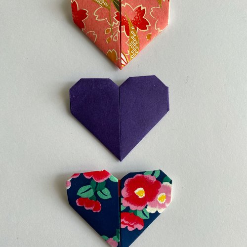 3 marque-pages cœur en origami