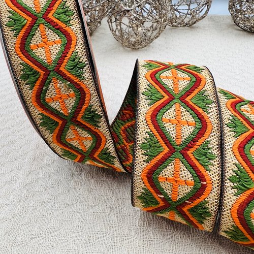 Galon de couture ethnique bohème amayas – 4,5 cm x 4 mètres – réf. kabsida9b