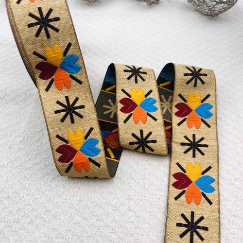 Galon de couture ethnique bohème yanis – 4,5 cm x 4 mètres – réf. kabsida15b