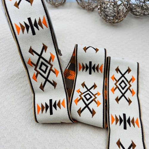 Galon de couture ethnique bohème tiwizi – 4,5 cm x 4 mètres – réf. kabsida24b