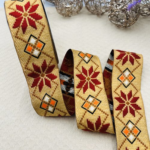 Galon de couture ethnique bohème izuran – 4,5 cm x 4 mètres – réf. kabsida18b