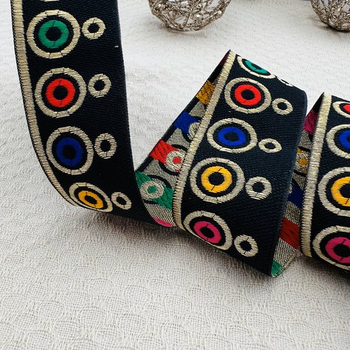 Galon de couture ethnique bohème yuba – 3,3 cm x 4 mètres – réf. kabsida12b