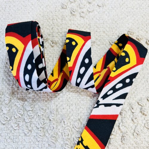 Biais en pagne africain wax nala – 2 mètres x 2,5 cm – réf. biaiswaxnala11