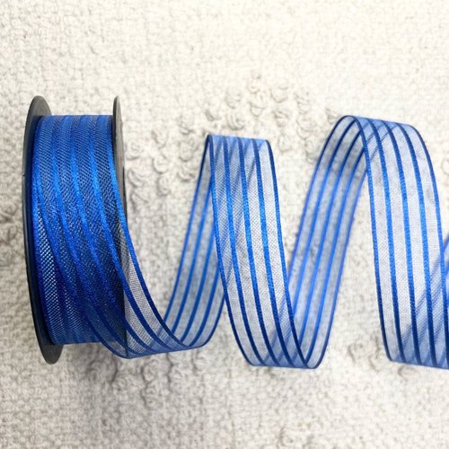 Ruban à rayures satinées bleu saphir 25 mm x 20 m pour couture, emballage et décoration – réf. rolraye2