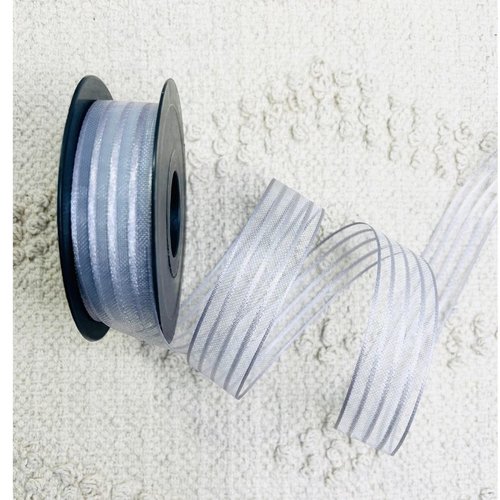 Ruban à rayures satinées gris 25 mm x 20 m pour couture, emballage et décoration – réf. rolraye3