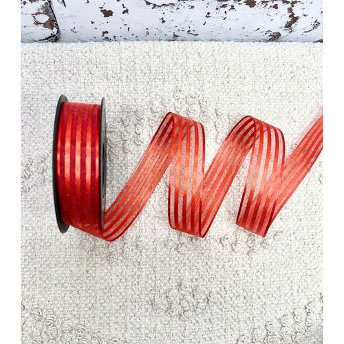 Ruban à rayures satinées rouge 25 mm x 20 m pour couture, emballage et décoration – réf. rolraye7