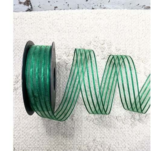 Ruban à rayures satinées vert gazon 25 mm x 20 m pour couture, emballage et décoration – réf. rolraye10