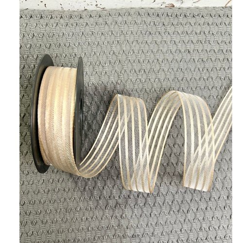 Ruban à rayures satinées rose coquille 25 mm x 20 m pour couture, emballage et décoration – réf. rolraye13