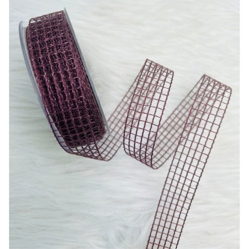 Ruban en maille violine 25 mm x 20 m pour couture, décoration et loisirs créatifs – réf. rolquad4