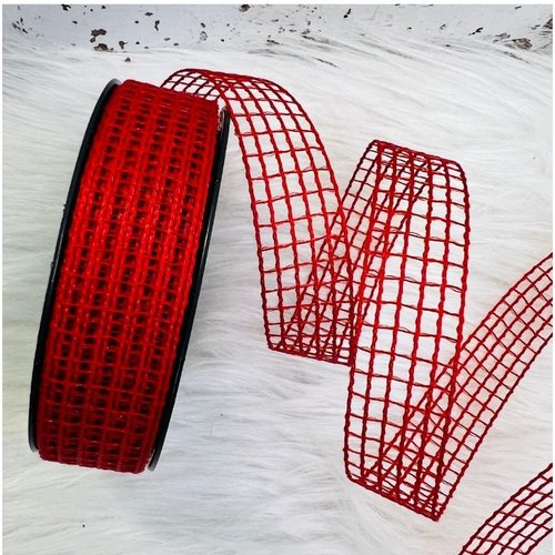 Ruban en maille rouge 25 mm x 20 m pour couture, décoration et loisirs créatifs – réf. rolquad7